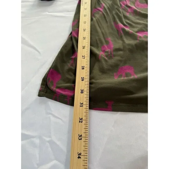 Boden Womens US 4 Oh Deer Jersey Dress Midi Knit Printed Novelty Green Pink - Picture 3 of 7